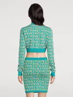 Versace Allover Cropped Cardigan