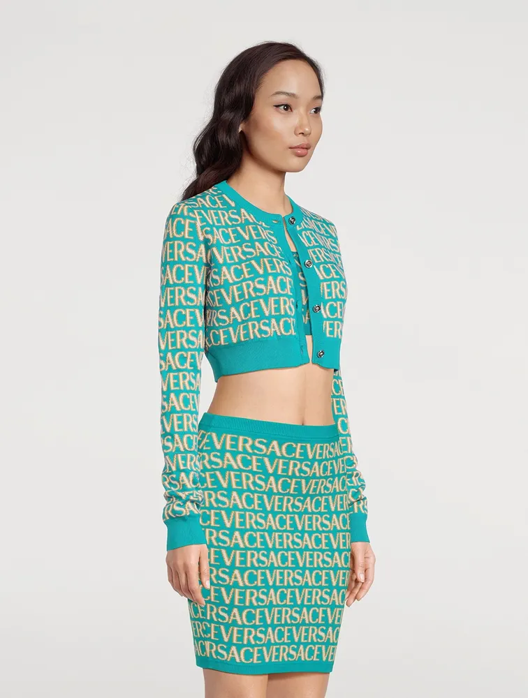 Versace Allover Cropped Cardigan