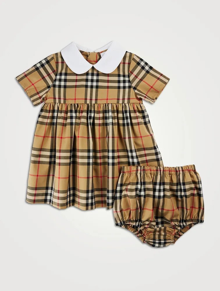 Two-Piece Short-Sleeve Dress Set Check