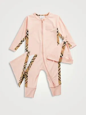 Three-Piece Jumpsuit Set With Check