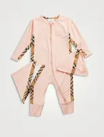 Three-Piece Jumpsuit Set With Check