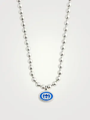 Interlocking G Silver Boule Chain Pendant Necklace