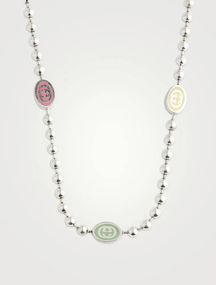 Interlocking G Silver Boule Chain Necklace