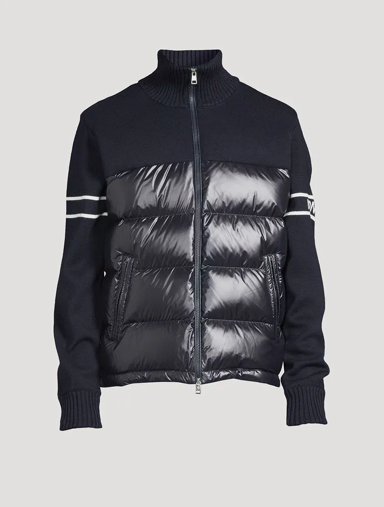 Wool-Blend Down Padded Cardigan