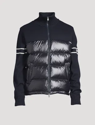 Wool-Blend Down Padded Cardigan