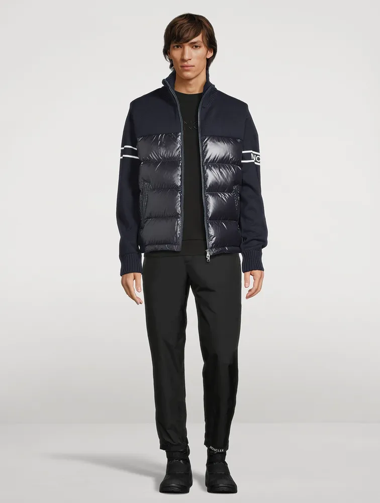 Wool-Blend Down Padded Cardigan