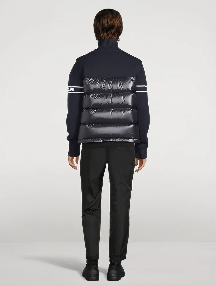Wool-Blend Down Padded Cardigan