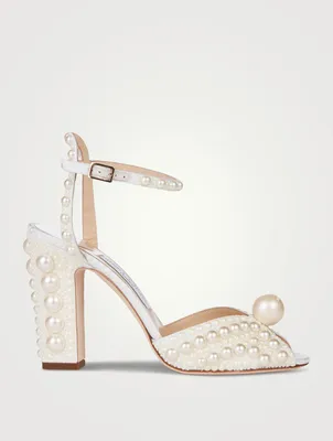 Sacaria Pearl-Embellished Satin Sandals
