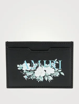 Leather Card Holder With Floral Logo