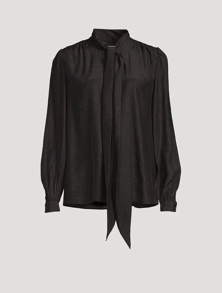 Femme Tie-Neck Silk Blouse