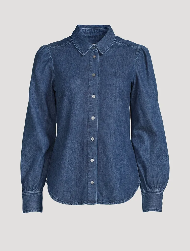 The Victorian Puff-Sleeve Denim Shirt