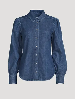 The Victorian Puff-Sleeve Denim Shirt