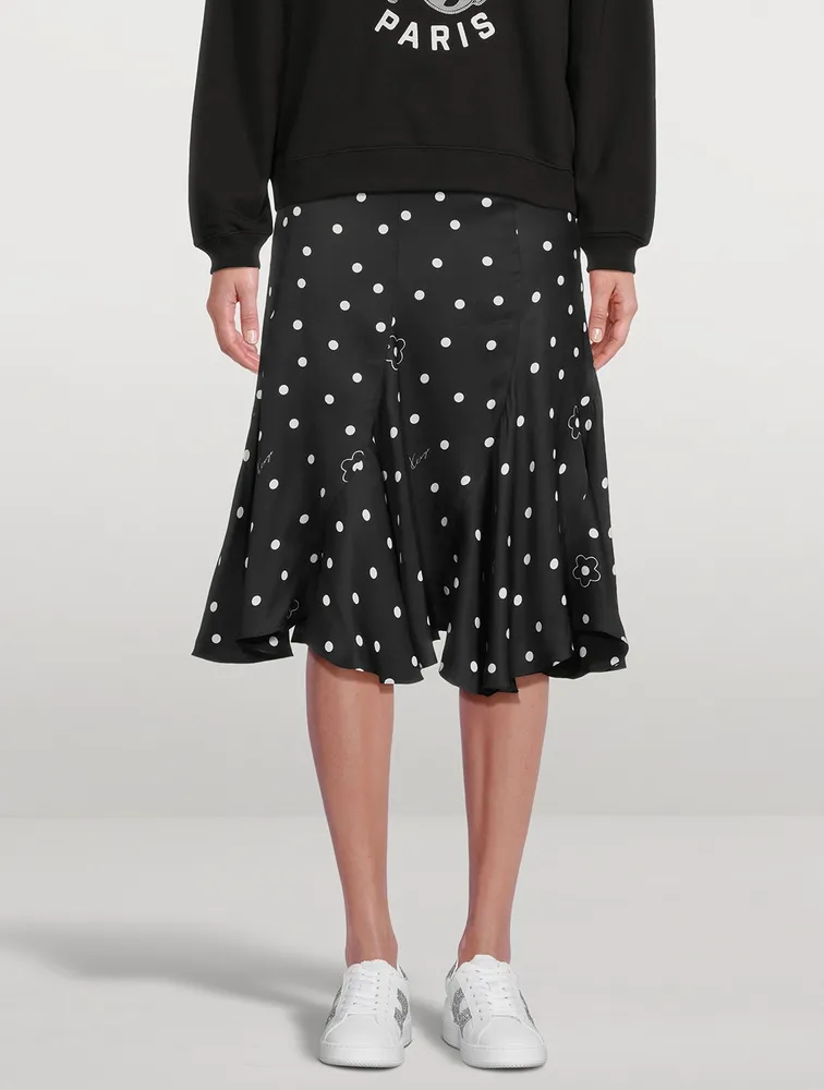Midi Skirt Flower Spot Print