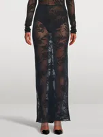 Sheer Floral Lace Maxi Skirt