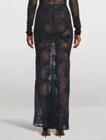 Sheer Floral Lace Maxi Skirt