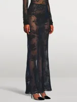 Sheer Floral Lace Maxi Skirt