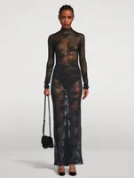 Sheer Floral Lace Maxi Skirt