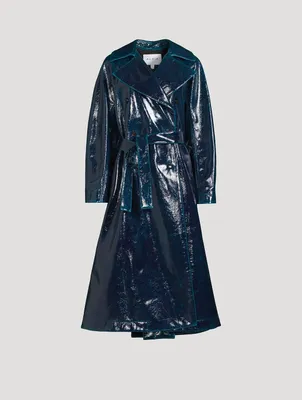 Double-Breasted Mirror Wool Trench Coat