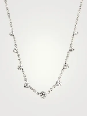 Essentials 18K White Gold Nine-Stone Necklace With Diamonds