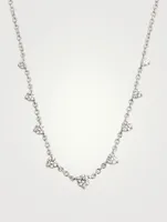 Essentials 18K White Gold Nine-Stone Necklace With Diamonds