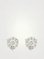 Bouquet 18K White Gold Three-Prong Stud Earrings