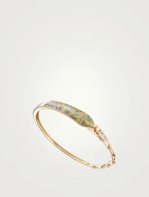 CH2 18K Gold Shard Slimline Linked Bracelet With Clear Quartz And Diamonds