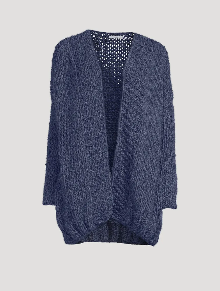 Superfine Curly Alpaca-Blend Cardigan