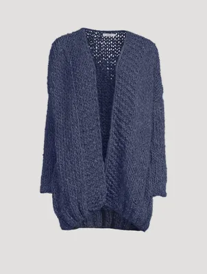 Superfine Curly Alpaca-Blend Cardigan
