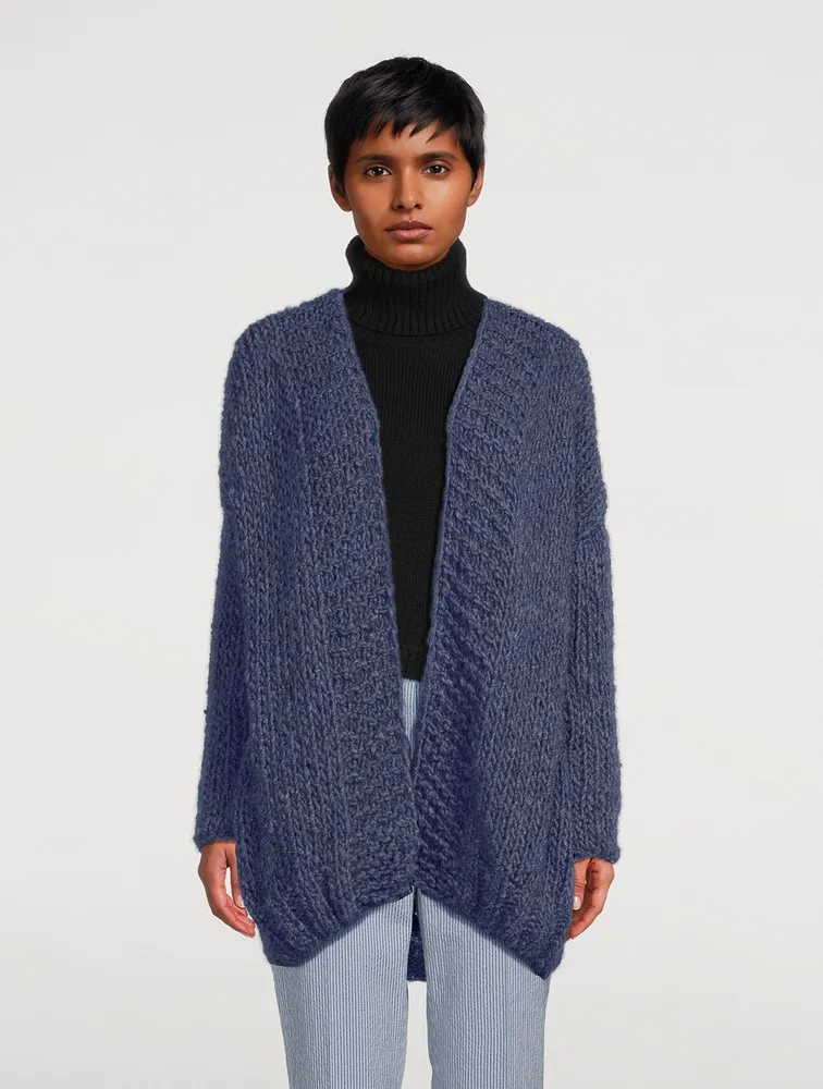 Superfine Curly Alpaca-Blend Cardigan