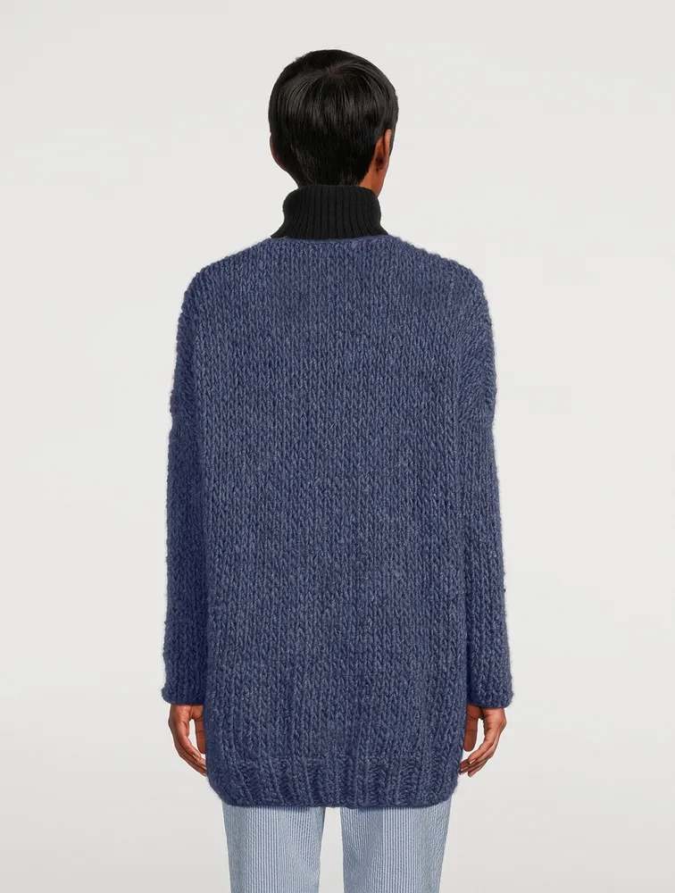 Superfine Curly Alpaca-Blend Cardigan