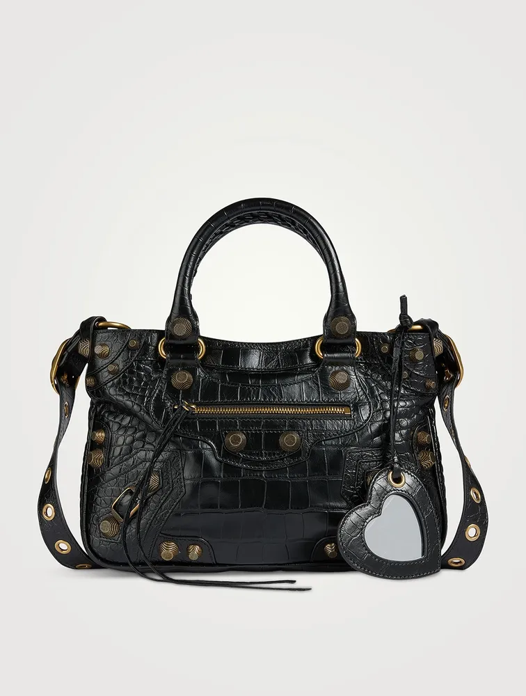 Medium Neo Cagole Croc-Embossed Leather Tote Bag