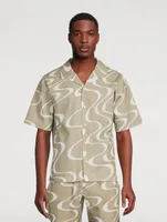 Organic Cotton Short-Sleeve Shirt Wave Print