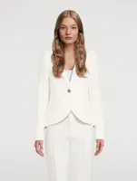 Pouf-Sleeve Jacquard Blazer