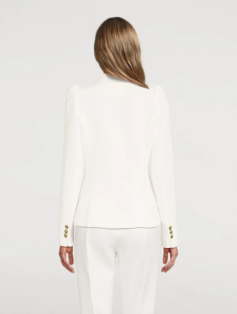 Pouf-Sleeve Jacquard Blazer