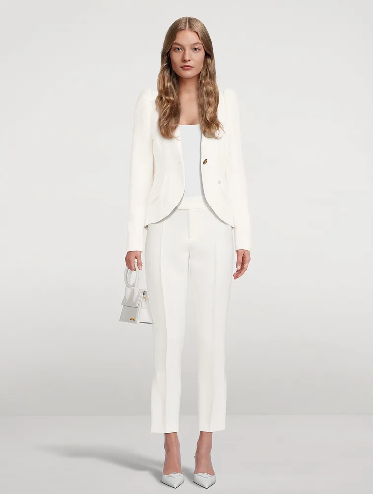 Pouf-Sleeve Jacquard Blazer