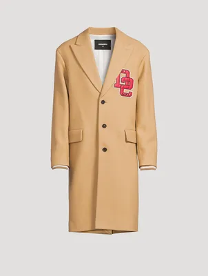 Wool-Blend Varsity Long Coat
