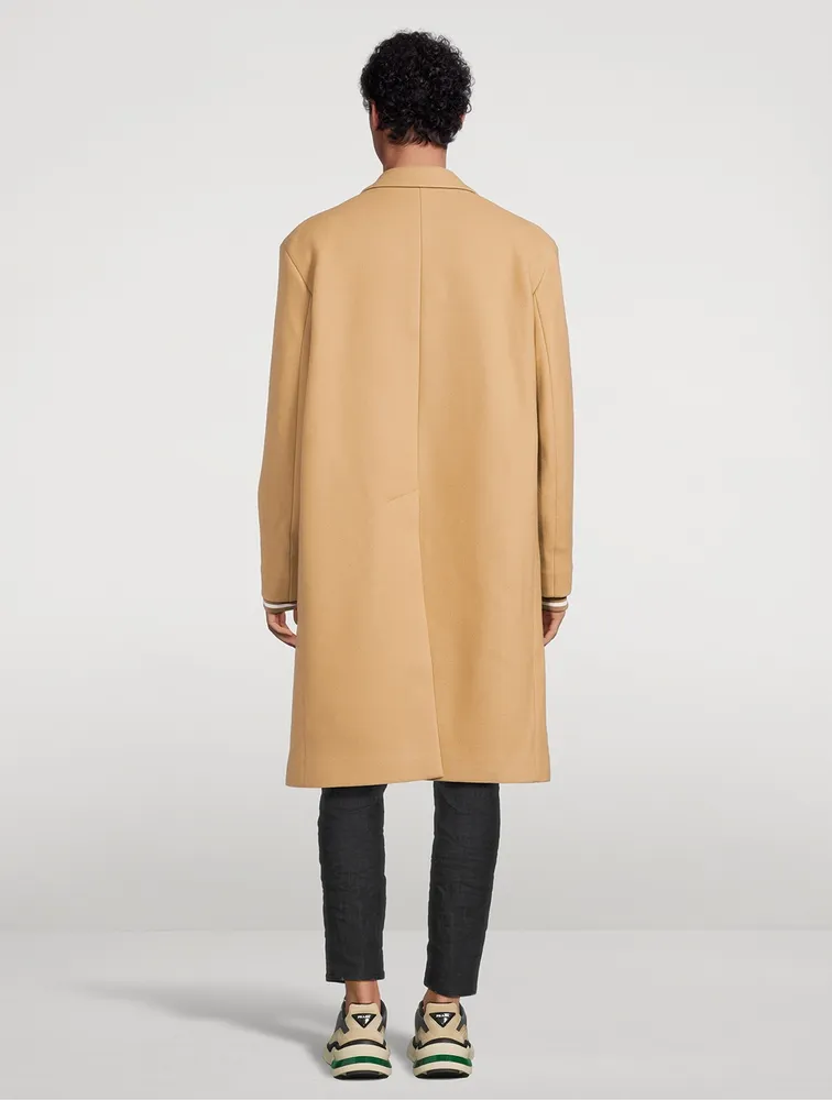 Wool-Blend Varsity Long Coat