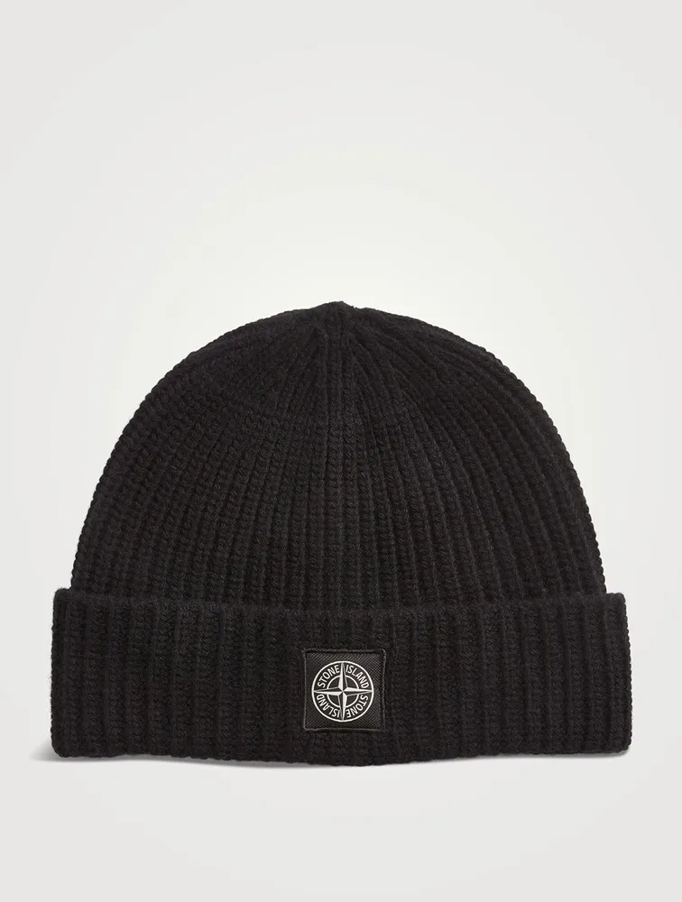 Wool Rib Beanie With Compass Patch