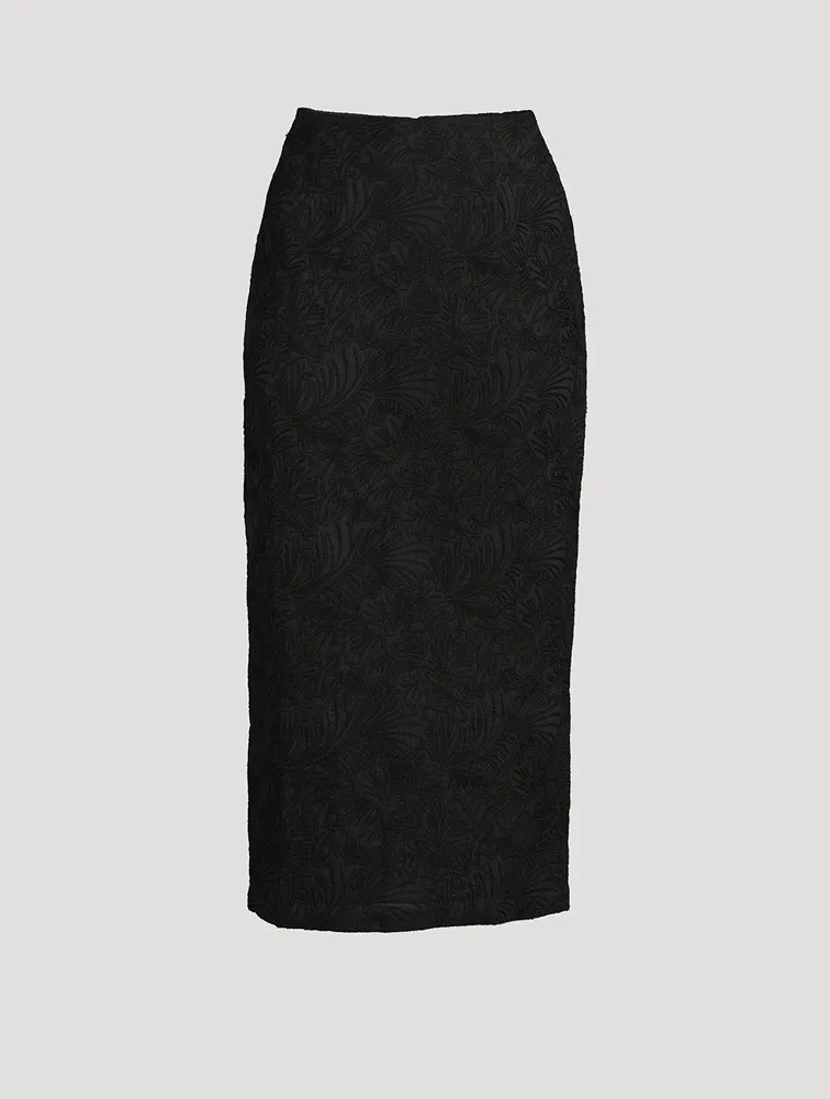 Maeve Embroidered Midi Pencil Skirt