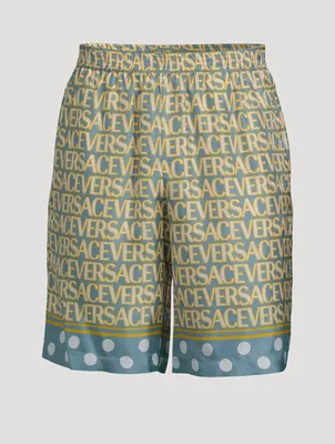 Silk Shorts Logo Print