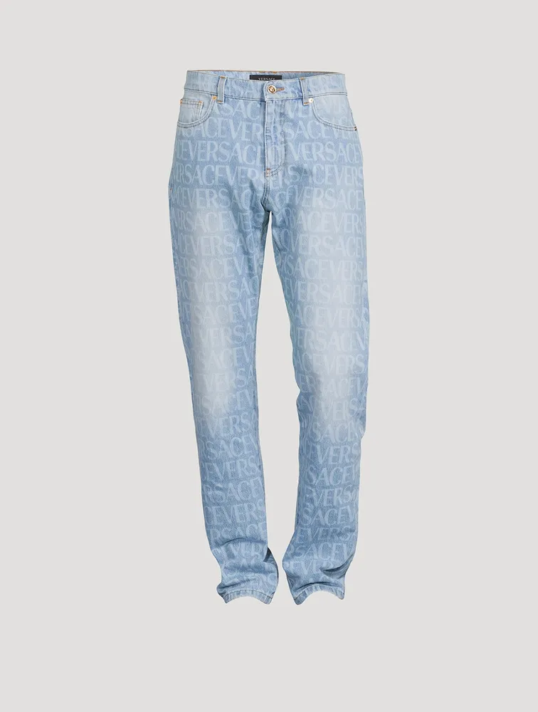 Cotton Straight-Leg Jeans Logo Print