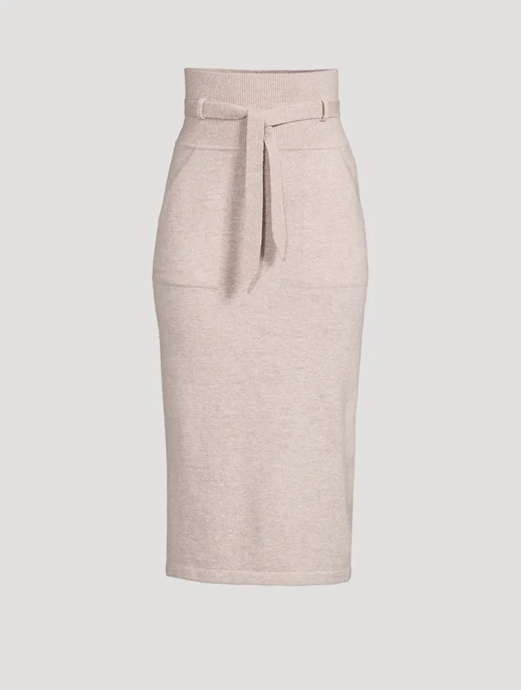 Cashmere High Waisted Midi Skirt