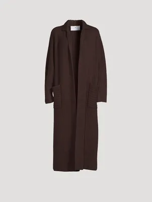 Cashmere Ribbed Knit Coat