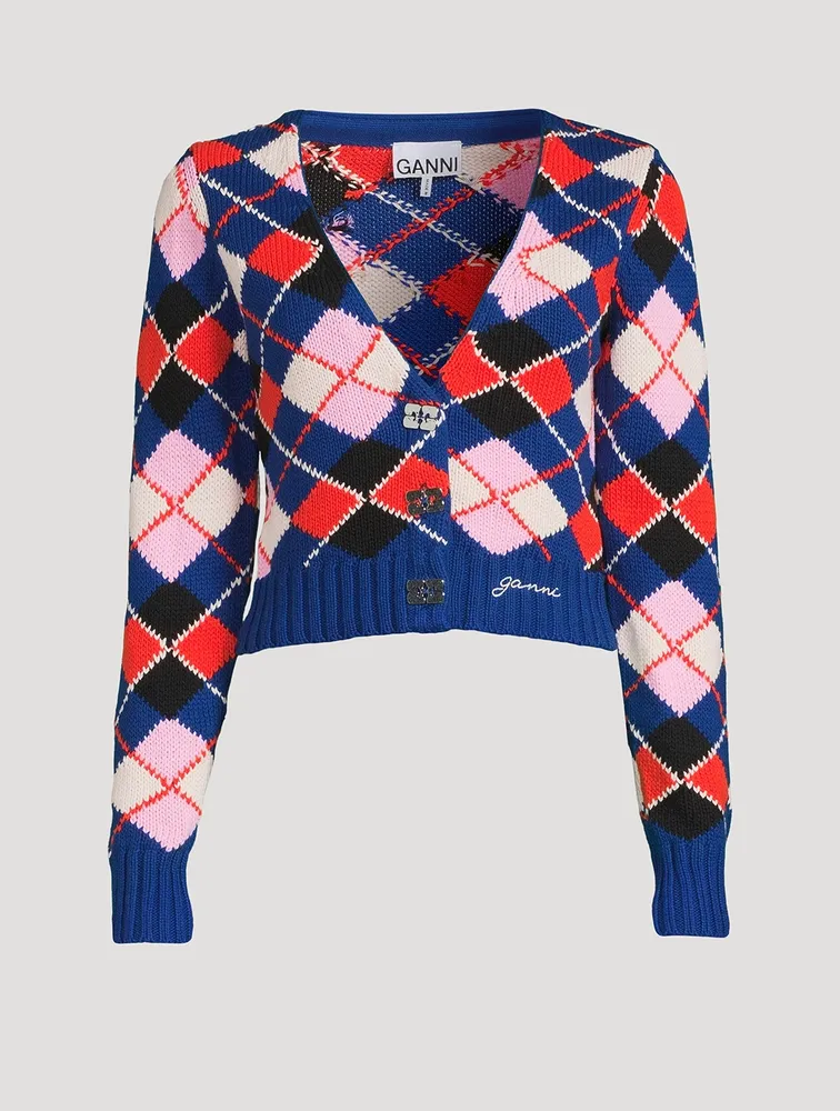 Argyle Jacquard Organic Cotton Cardigan