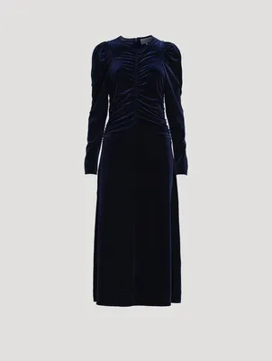 Ruched Velvet Jersey Maxi Dress