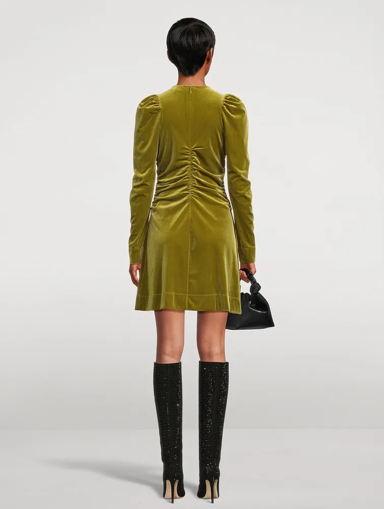 Ruched Velvet Jersey Mini Dress