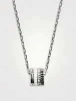 L Quatre Double White Edition 18K White Gold Pendant Necklace With White Hyceram And Diamonds