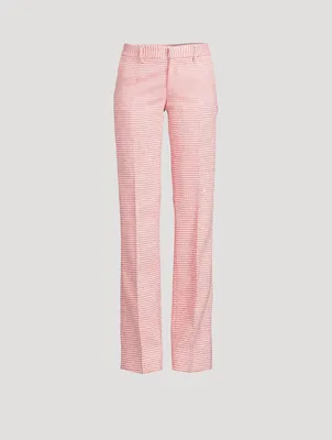 Sequin Tweed Straight-Leg Trousers