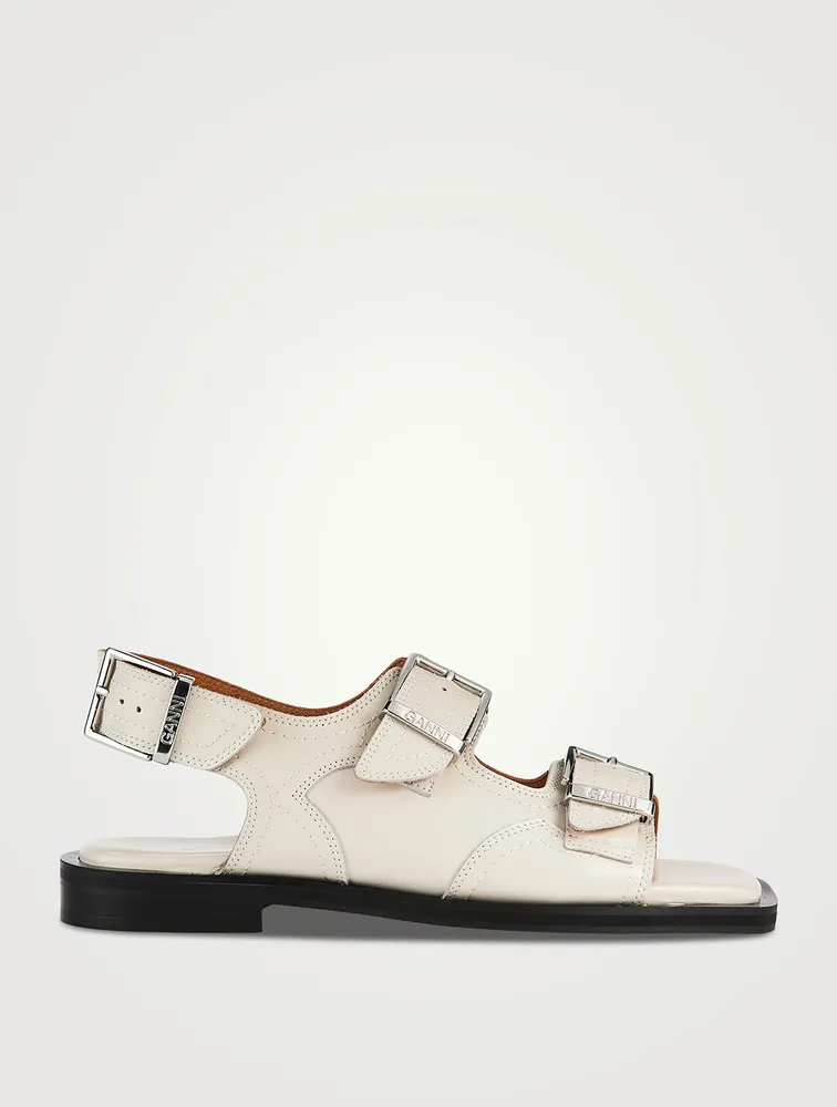 Embroidered Leather Western Slingback Sandals
