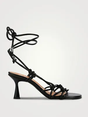 Knots Leather Ankle-Tie Sandals